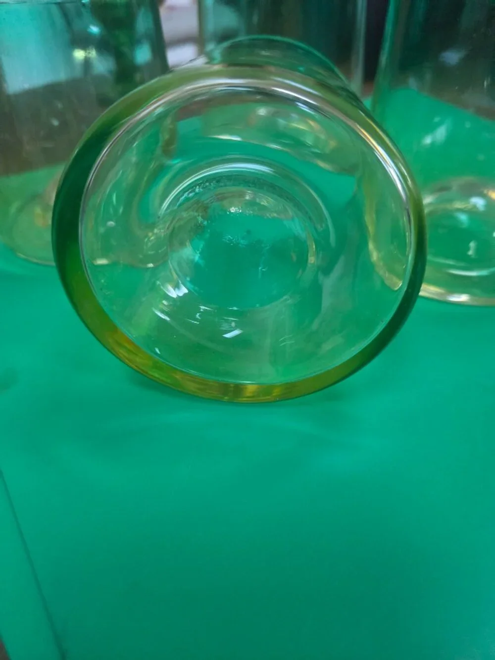 gradient design drinkware set of four glasses ombre sea green amber color